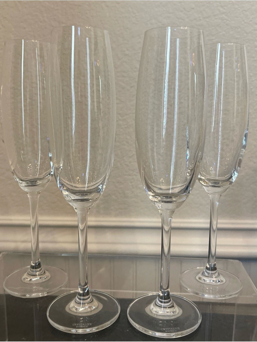 Crystalite Bohemia Champagne Flute Glasses 9.5” Set of 4
